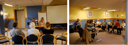 Her formidler gruppene sin informasjon og lederne noterer.